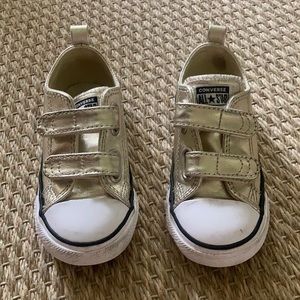 Toddler Gold Velcro Converse All Star